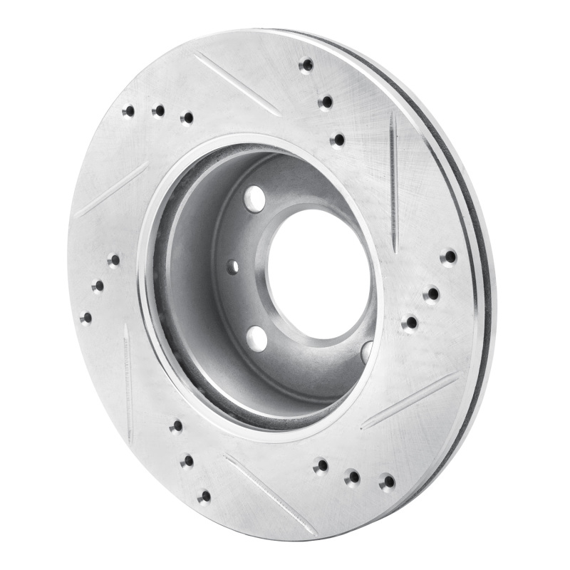 Hyundai Accent Brake Rotor (1) - Front Left - R1 Concepts - Drilled & Slotted - Silver - `00-`02
